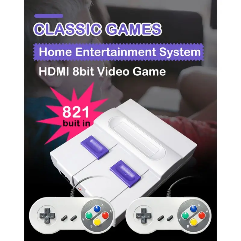 

2020 Hot Sale SUPER MINI NES Retro Classic Video Game Console TV Game Player with Dual Gamepads Built-in 821 Games