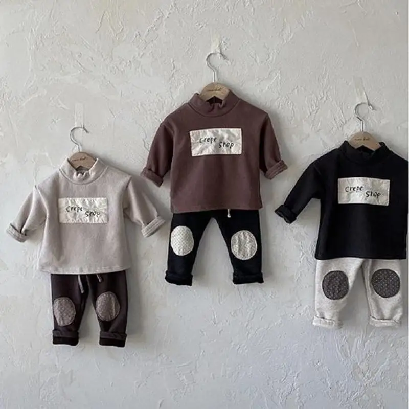 

Baby Boys Winter Sweatshirts Girls Long Sleeve Warm Tops Kids Toddler Plus Velvet Pullover Letter Hoodies Children Clothing