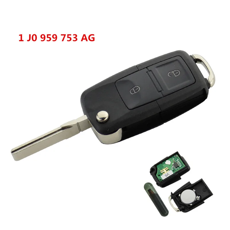 

XRSHKEY 2 кнопки дистанционного ключа флип складной 434 МГц ID48 транспондер чип 1 JO 959 753 AG для гольфа 4 5 Passat b5 b6 Touran