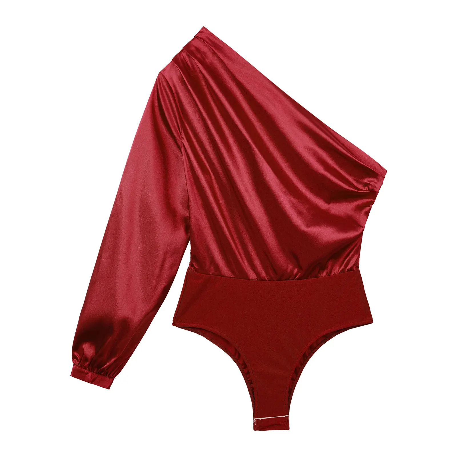 Для женщин платье на одно плечо с длинными рукавами сатиновый костюм