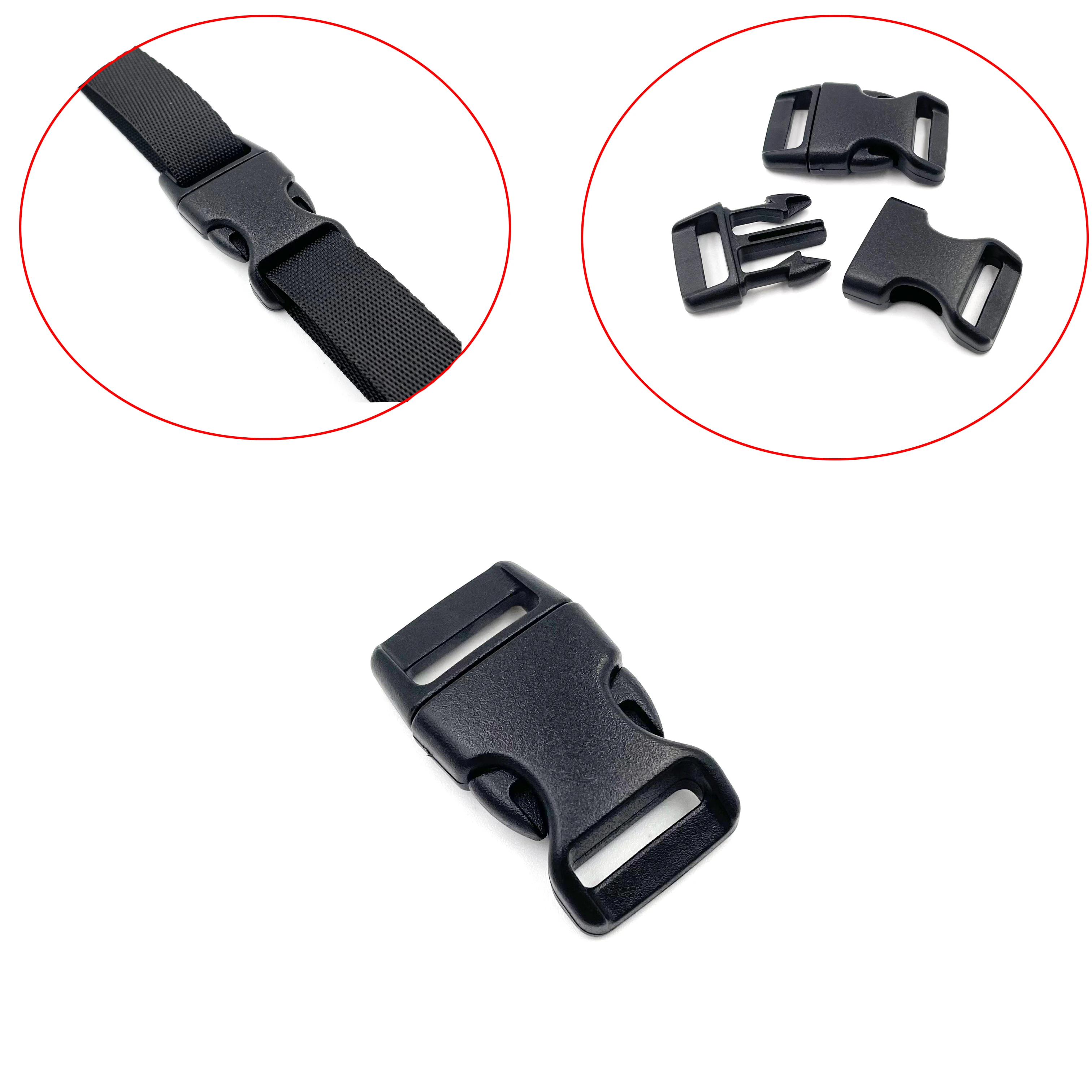 

15mm Black Plastic Contoured Curved 5/8" Side Release Buckle Paracord 550 Bracelet Dog Collar Belt Strap Bag Luggage Accessories