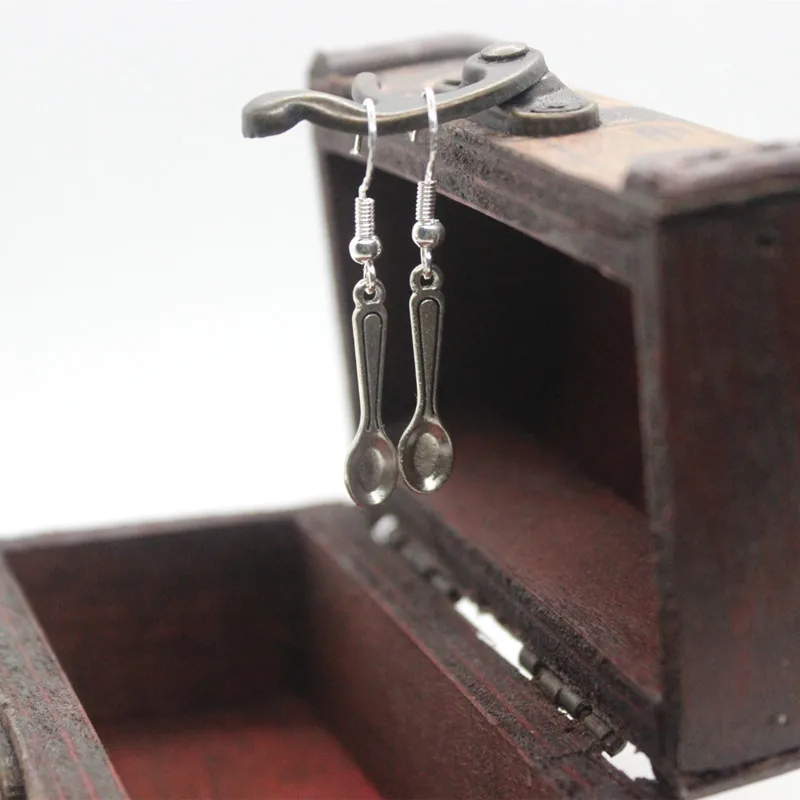 Забавный нож вилка ложка посуда гипоаллергенные серьги Женская мода креативные