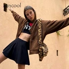 Женская толстовка KANCOOL, коричневая флисовая толстовка на молнии, Y2K, с карманами, винтажные пуловеры в стиле 90-х, с длинным рукавом, размера плюс размер