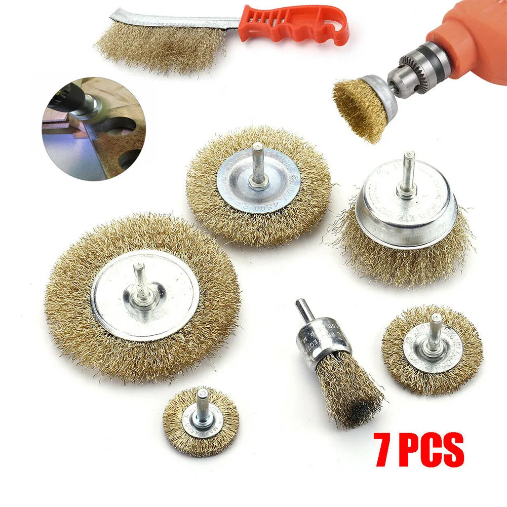 

40-100mm Cup Flat Brush Drill Wire Wheel Cleaning Heavy Duty Kit Plastic Handle