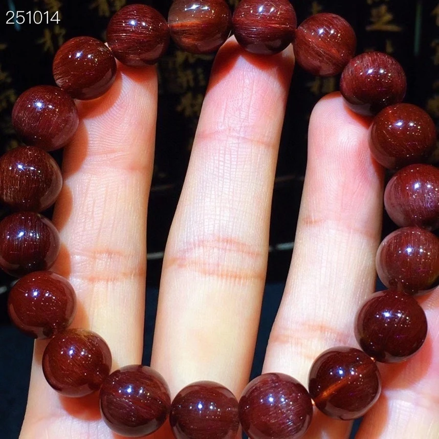 

Браслет из натурального красного рутилированного кварцевого кристалла, 10,6 мм, прозрачные круглые бусины, мощный браслет, ювелирные изделия...