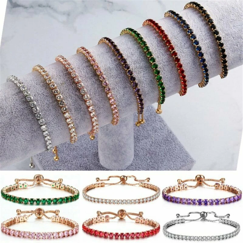 

Adjustable Cubic Zirconia Copper Plated Tennis Bridal Wedding Bracelet Jewelry
