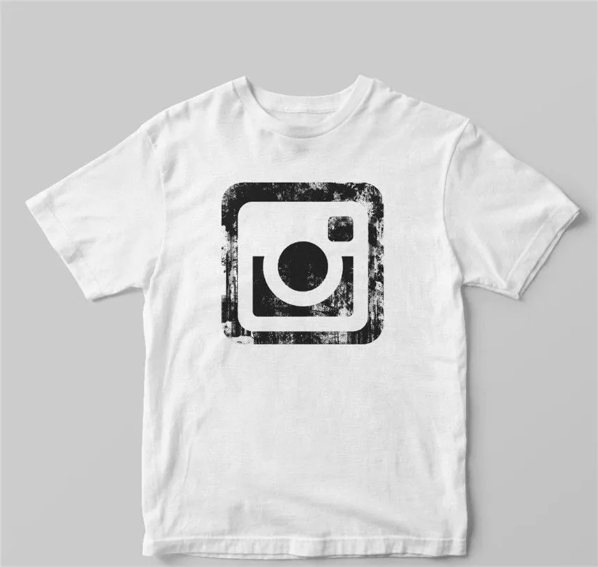 Instagram логотип силуэт Футболка унисекс 1120 100% хлопок футболки брендовая одежда