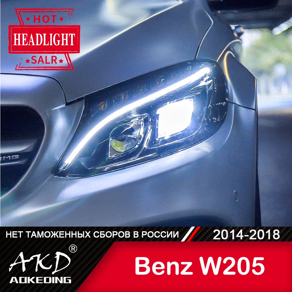 

For Car Benz W205 Head Lamp 2014-2018 Car Accessory Fog Lights Day Running Light DRL H7 LED Bi Xenon Bulb C260 C300 Headlights