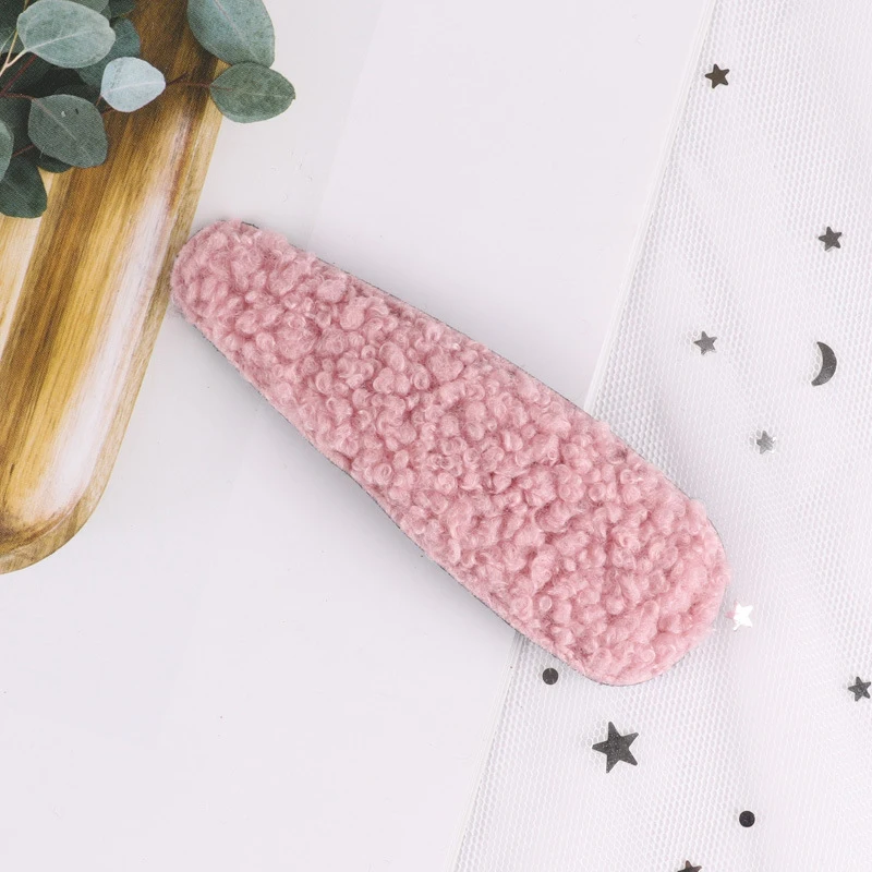 Pink 1 шт., заколки для волос карамельного цвета, в форме капли, квадратные, вьющиеся, пушистые, плюшевые, заколки для волос, BB, для женщин, девушек, милые, милые аксессуары для волос - Цвет: Pink