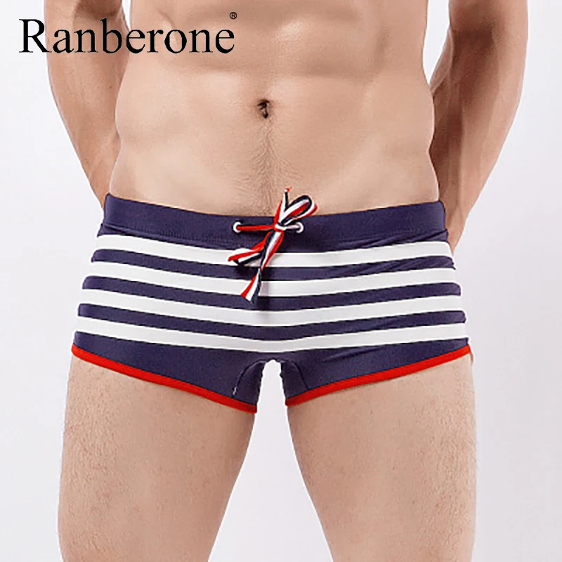 Man Swimwear Surfing Beach Pants Boxer Stripe Men's Swimming Trunks Sexy Shorts Swim Briefs Boxers Sports Suit Swimsuit Boy
