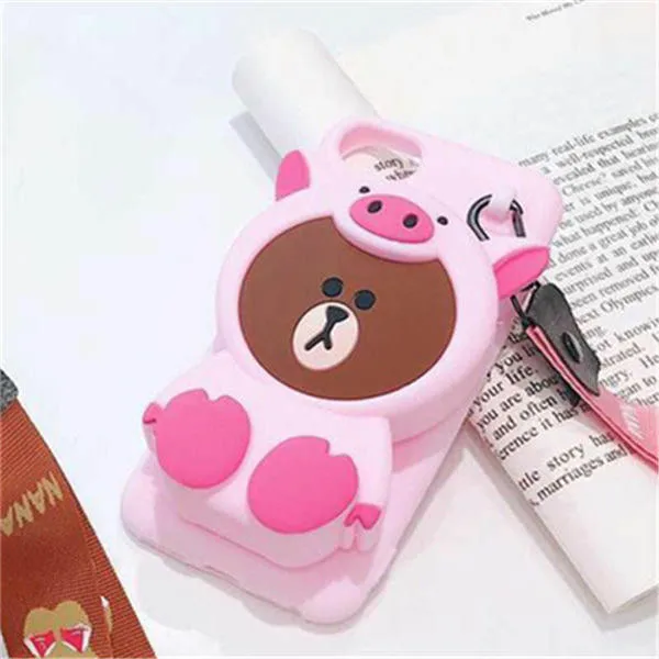 style 2 3D милый корейский Emoticon Пакет Медведь Кролик Сумочка с Тоторо чехол для iPhone X XS MAX XR 6 6s 7 8 Plus Мягкий силиконовый чехол - Цвет: style 2