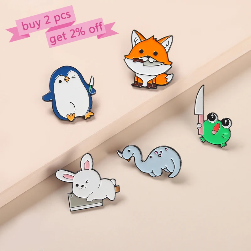 Эмалированная брошь в виде животного кинжал персонализированная милой лисы