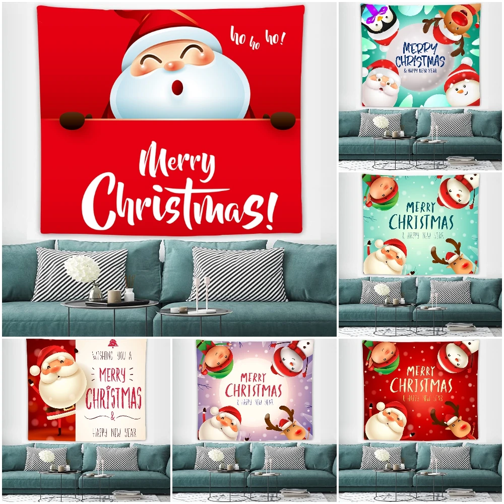 

Christmas Tapestry Snowman Santa Claus Tapestry Wall Hanging New Year Tapestries Hippie Wall Rugs Dorm Decor Blanket
