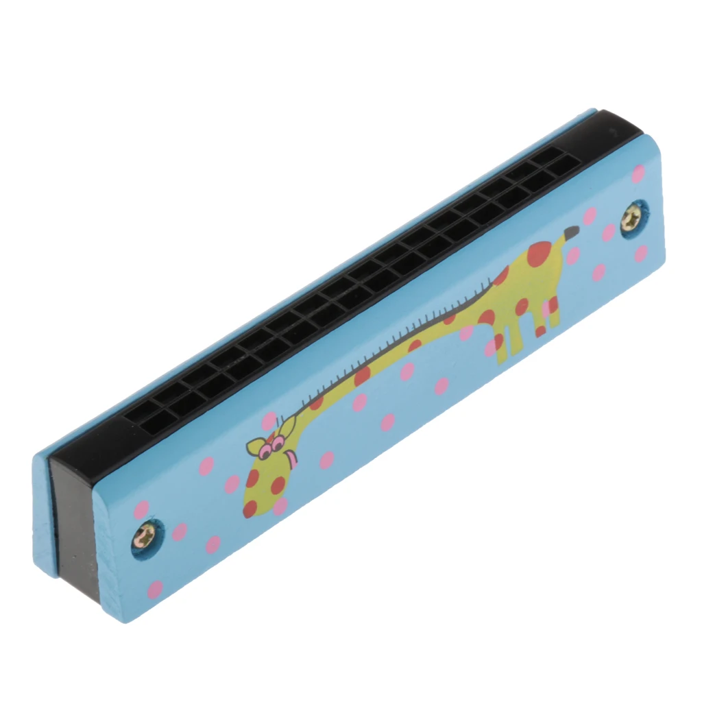 Wooden Cartoon Harmonicas Double-row 16-hole Mouth Organ Music Toy Giraffe | Harmonica