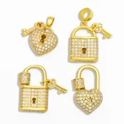 OCESRIO DIY Радужный кулон в форме сердца с маленьким замком для женщин ювелирные изделия КЛЮЧ CZ для ювелирных изделий Компоненты ожерелья подвеска pdta073