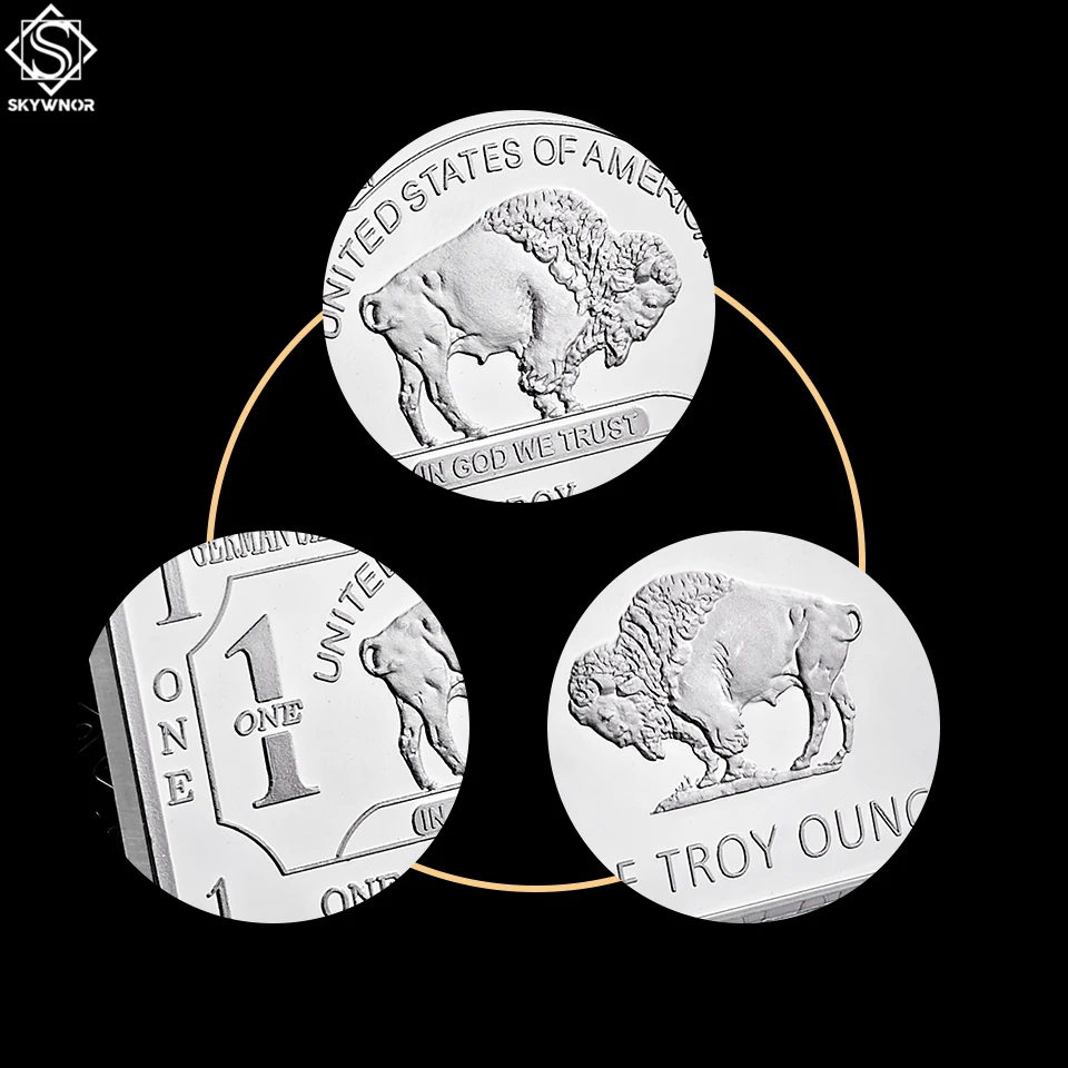 German Mint 1 Troy Ounce Buffalo Silver Bullion Bar Replica Coins Collection | Non-currency