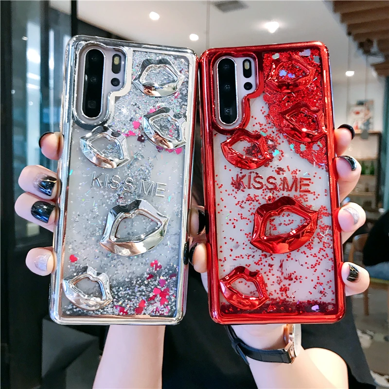Пикантная обувь с надписью Kiss Me (поцелуй губы блестками жидким песком чехол из