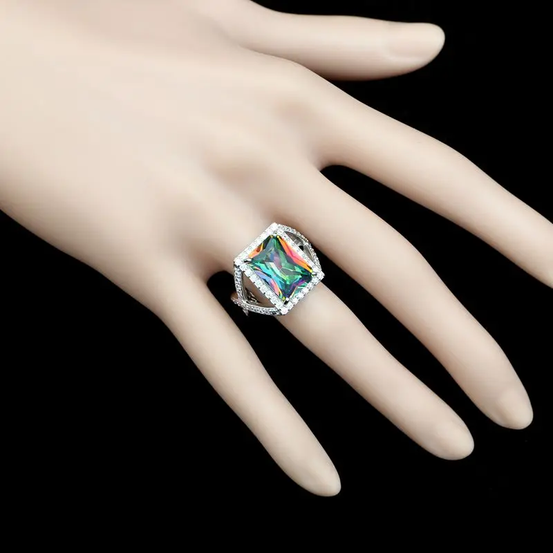 Набор украшений для женщин с квадратным мистическим радужным кубическим