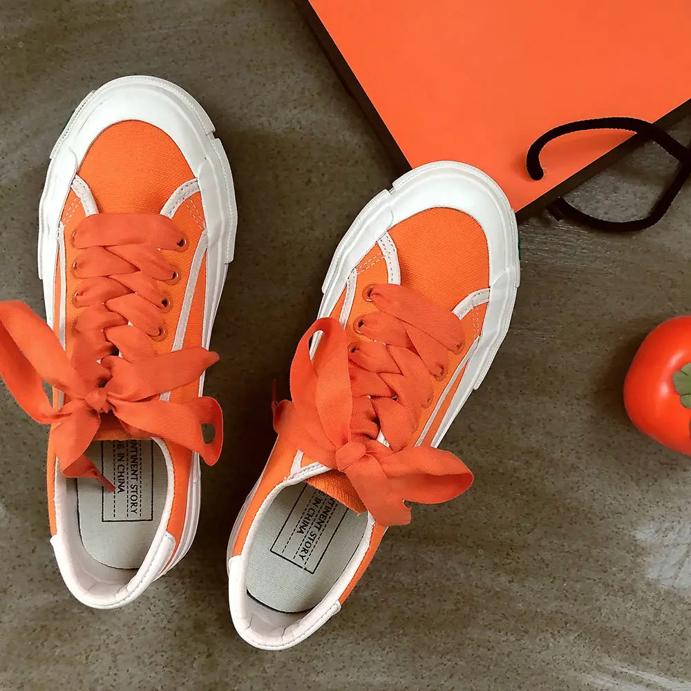 

Summer Orange Canvas Sneakers Casual Shoes for Women Cute Girls' Footwear Patchwork Lolita Shoes