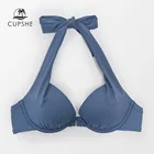 CUPSHE бикини с эффектом пуш-ап, только для женщин, сексуальный однотонный синий бюстгальтер, топ, купальник, 2022 раздельный купальник, пляжная одежда