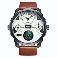 oulm ou lei 2021 fashion mens quartz watch large dial watch compass multi time zone watch fashion personal adornment watch