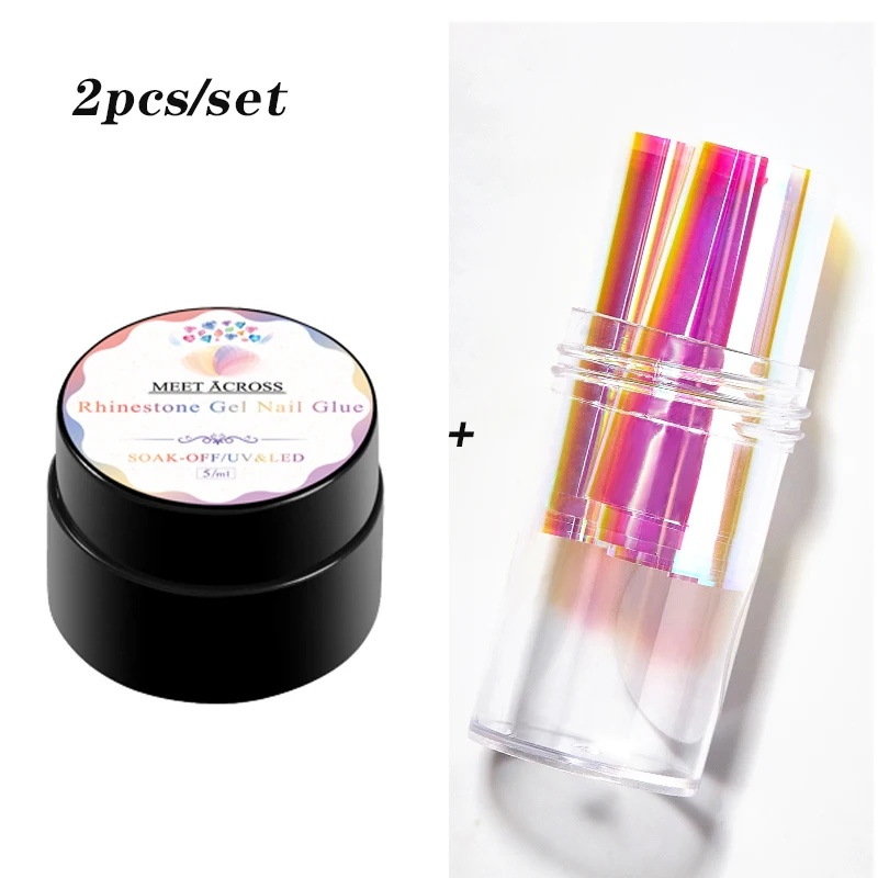 

2PCS Nail Art Rhinestone Gel Glue Set Super Sticky Adhesive UV Gel Nail Polish Glue DIY Nail Art Crystal Gems Jewelry Decoration