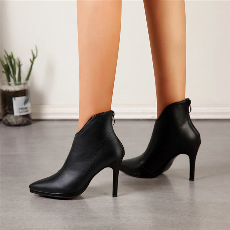 Ботинки женская обувь Модные женские ботильоны на молнии высоком каблуке из