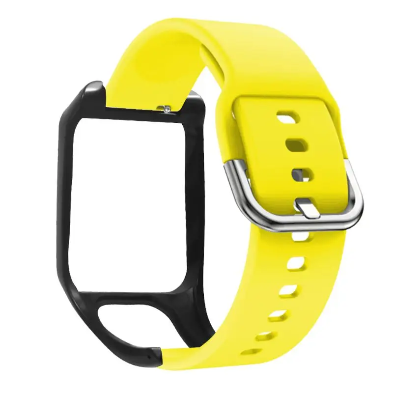 Против царапин силиконовые замена наручные часы ремешок браслет для TomTom ADVENTURER/Runner 2 3/Spark 3 доступ к спортивным часам - Цвет: Yellow Black