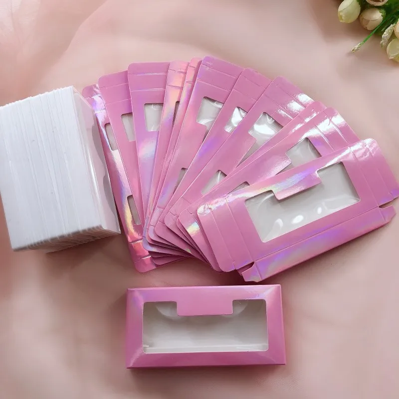 Упаковочная картонная коробка для бумажных ресниц розовая банка с логотипом под