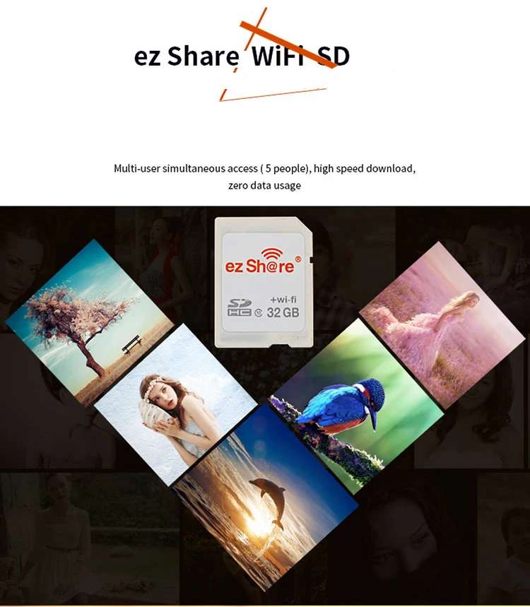 Новинка оригинальная реальная емкость Ez Share Wifi Sd карта памяти кард-ридер 32G 64G 128G C10 для камеры