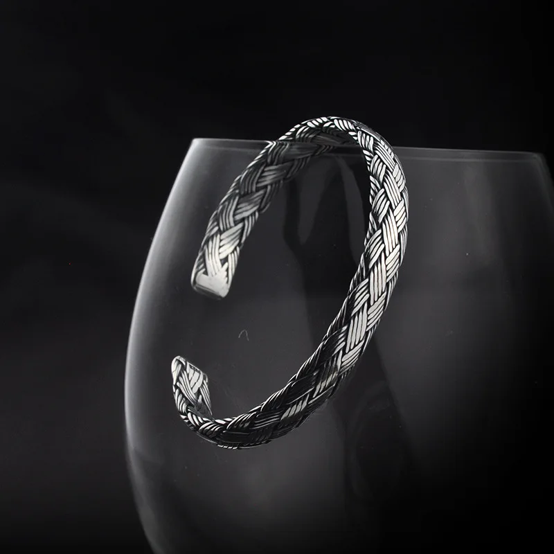 Винтажные плетеные браслеты ручной работы из стерлингового серебра 925 пробы для