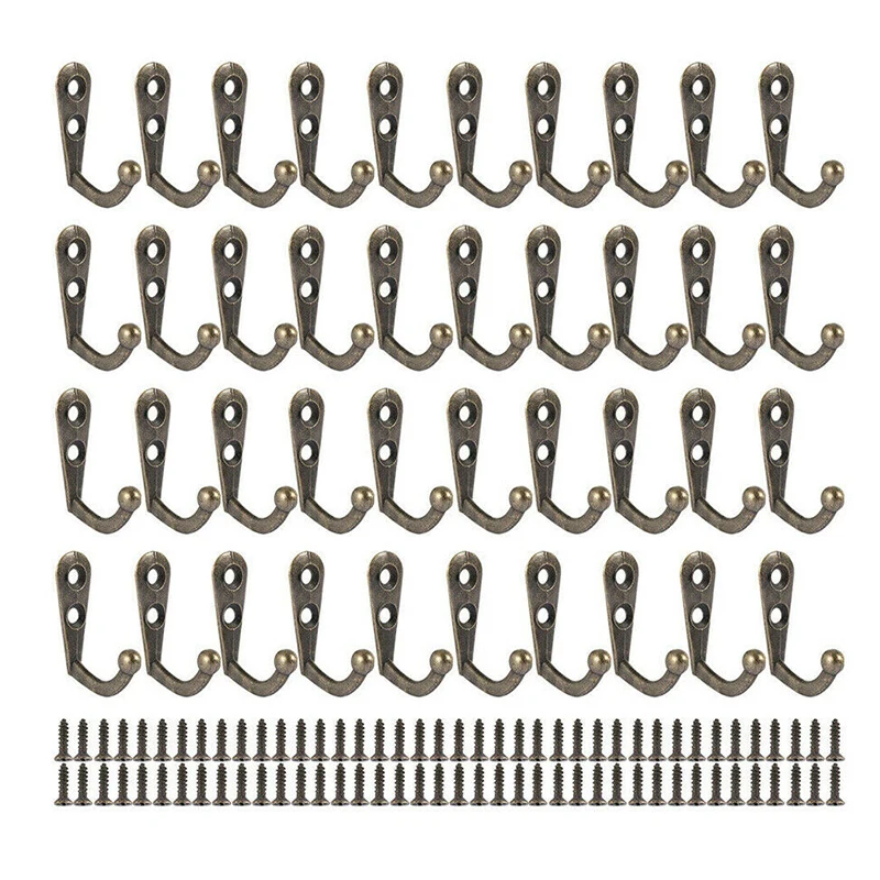 

50X Vintage Style Cast Iron Wall Coat Hooks Hat Hall Tree Bronze Accessory Home