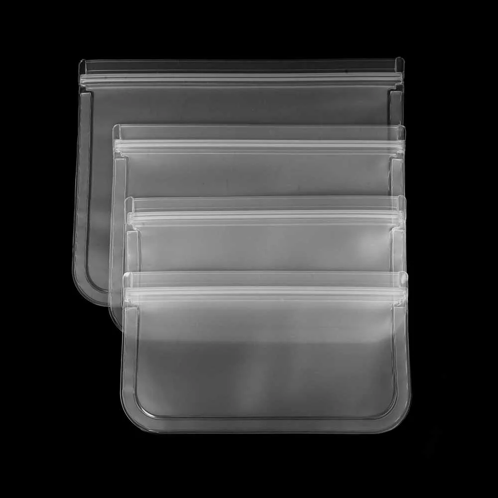

1/4/10pc Silicone Food Storage Container Reusable Stand Up Zip Shut Bag Cup Reusable Fruit Meat Milk Fresh Bag Kitchen Organizer
