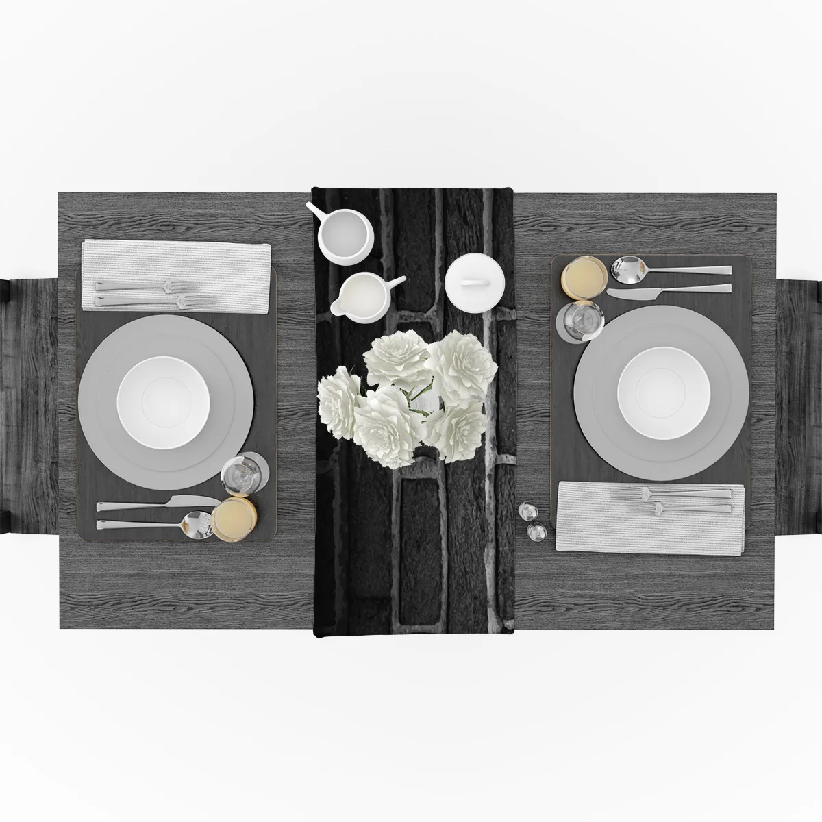 Черно-Белая настенная настольная дорожка с изображением кирпичной стены