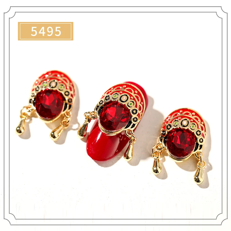 3pcs Chinese Design Drama Line Stone Nail Studs Nails Art Parts for Nail UV Gel Polish Decoration of Nail Accessories
