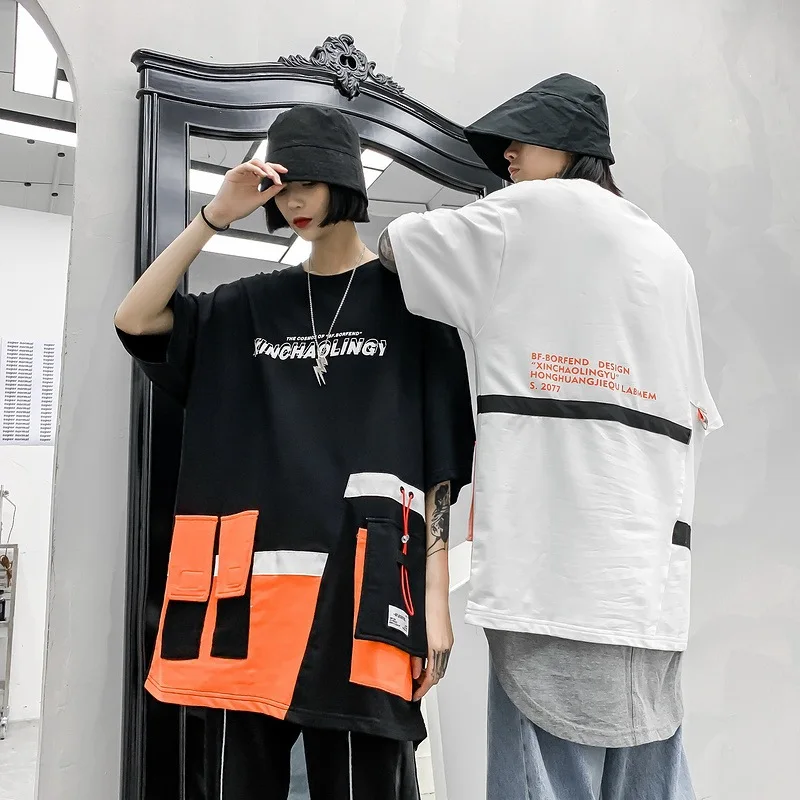 Мужская футболка в стиле хип-хоп с множеством карманов | одежда