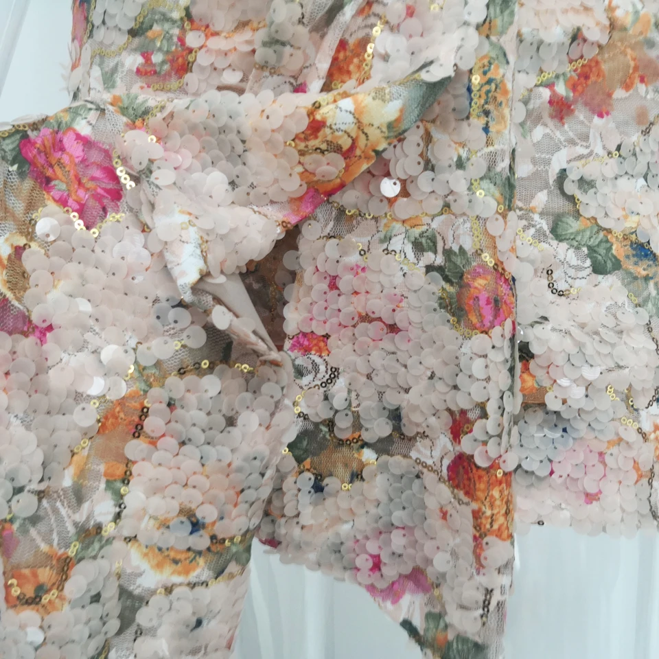 Женская Офисная мини юбка Amecire с цветочным принтом и блестками пикантные