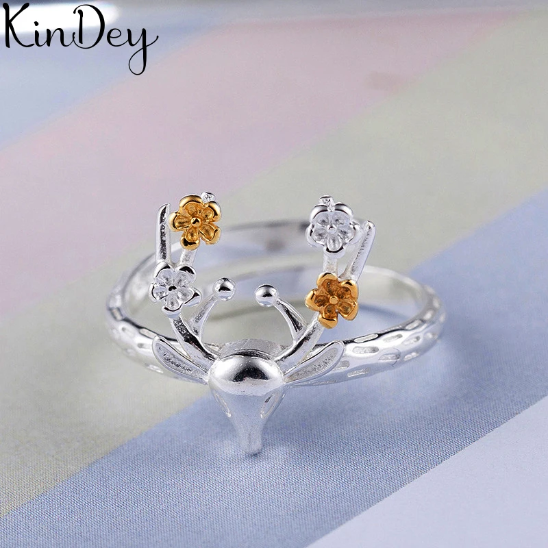 Женское кольцо в виде оленя серебристого цвета|Кольца для помолвки| |