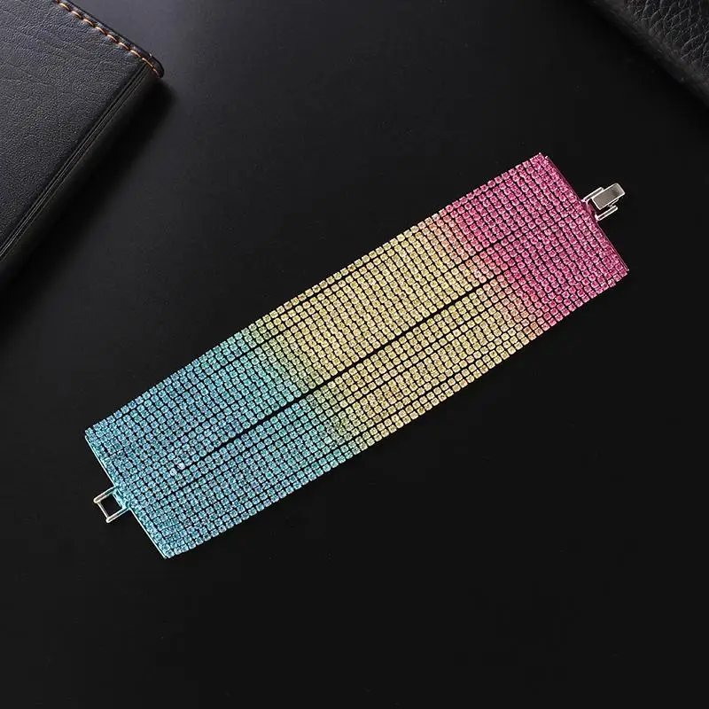 YFJEWE модные красочные стразы браслеты женские большие градиентные