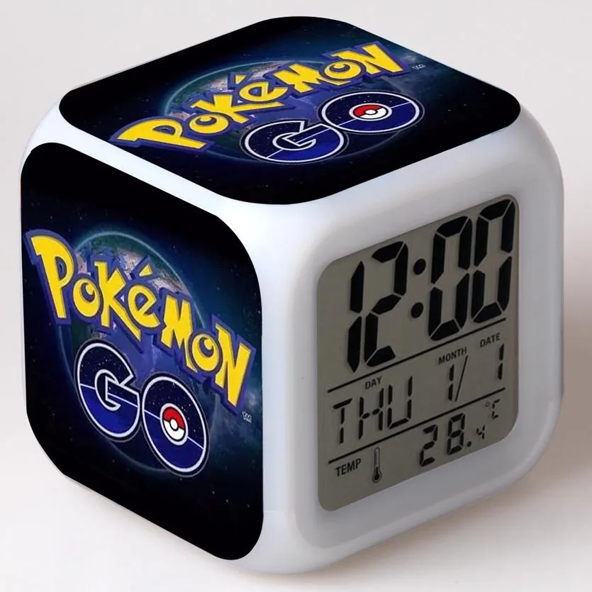 

Pokemon Go Anime LED Clock Children Cartoon Figures Toys Colorful Digital Alarm Led Light Clock Desktop Decoration Kids 1-30