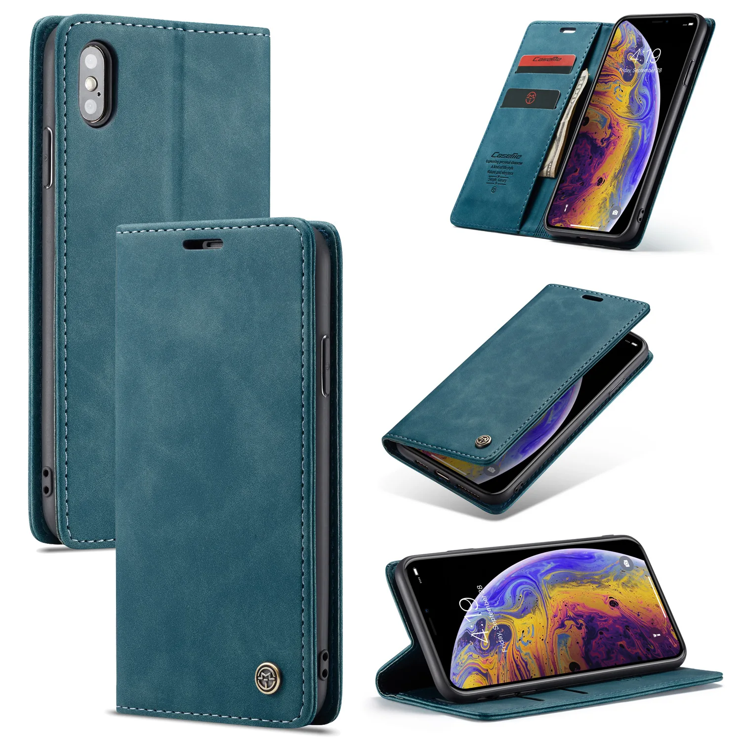 Manderm Flip Leather Case For iPhone 5 5s SE 6 6s 7 8 Plus X XS Max XR Cover Wallet Card Slots Design Phone Bag | Мобильные телефоны