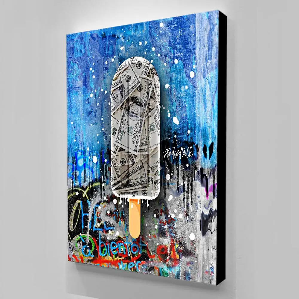 

Modular Hd Prints money ice sucker Pictures vintage Home Decor graffiti Painting Canvas Poster Frame Wall Art For Living Room