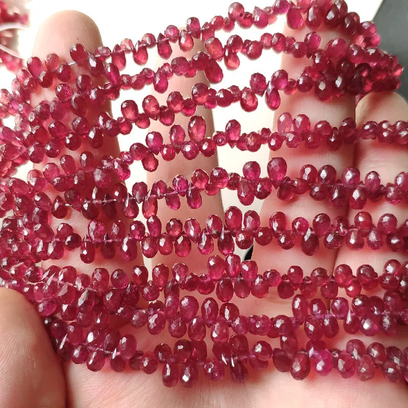 

AAA loose beads red Ruby DROP faceted 3.5-4.5mm for DIY jewelry making 20cm FPPJ wholesale beads nature gem stone