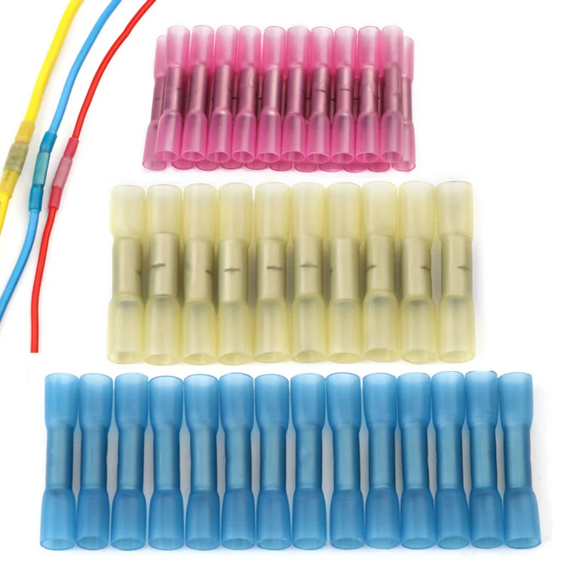 

10pcs Waterproof Heat Shrink Butt Terminal Insulated Crimping Terminals Electrical Splice Wire Cable Crimp Connector Kit