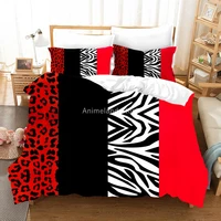 zebra leopard red black bedding set duvet cover sets comforter bed linen twin queen king single size dropship