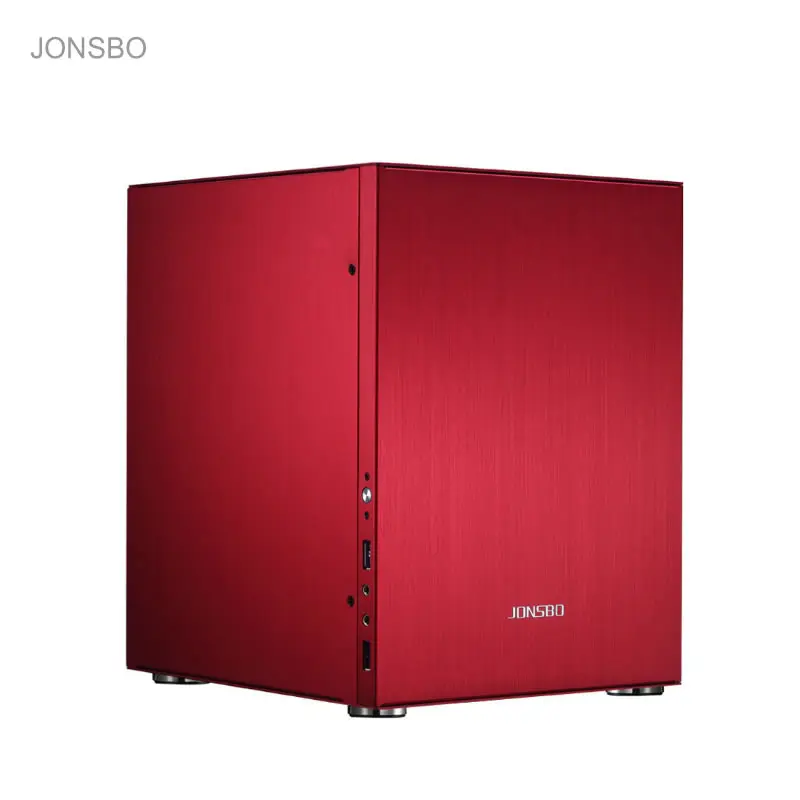 Jonsbo C2 серебристый алюминиевый мини ITX MATX чехол для компьютера USB3.0 игровой маленький корпус C2S черный HTPC ITX поддержка 3,5 ''HDD USB3.0 H - Цвет: Красный