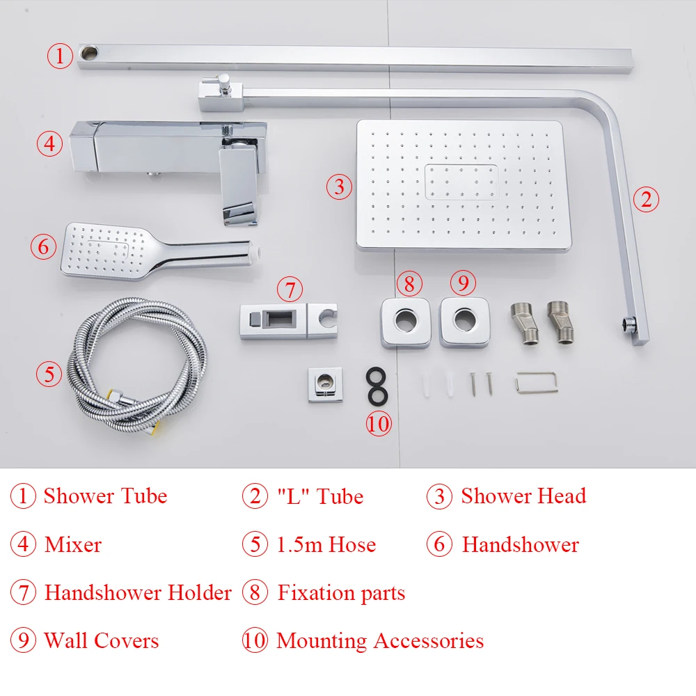 Bathroom Faucet Chrome/Black Rain Shower Head Bath Faucet Wall Mounted Bathtub Shower Mixer Tap Shower Faucet Shower Set Mixer