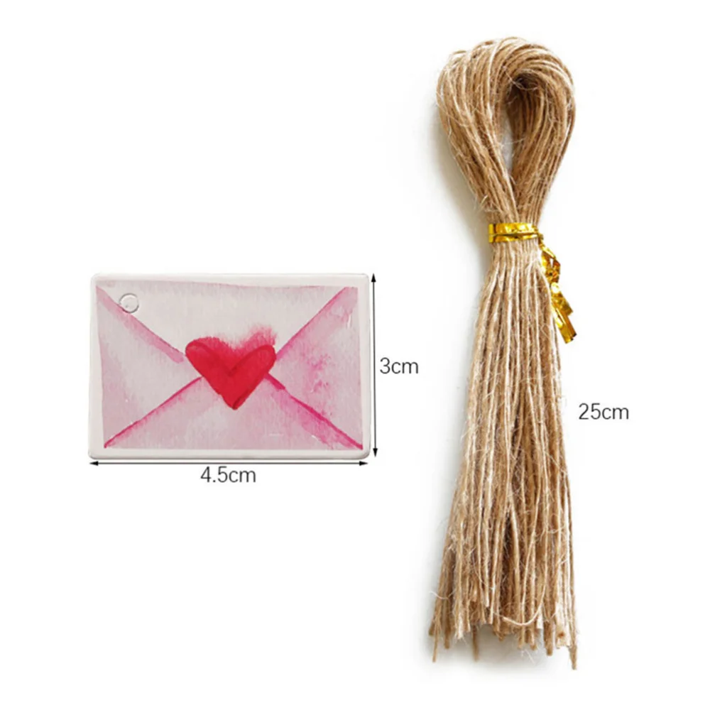 

100Pcs Gift Hanging Tags Valentine's Day Printing Tags Paper Envelope Shape Tags