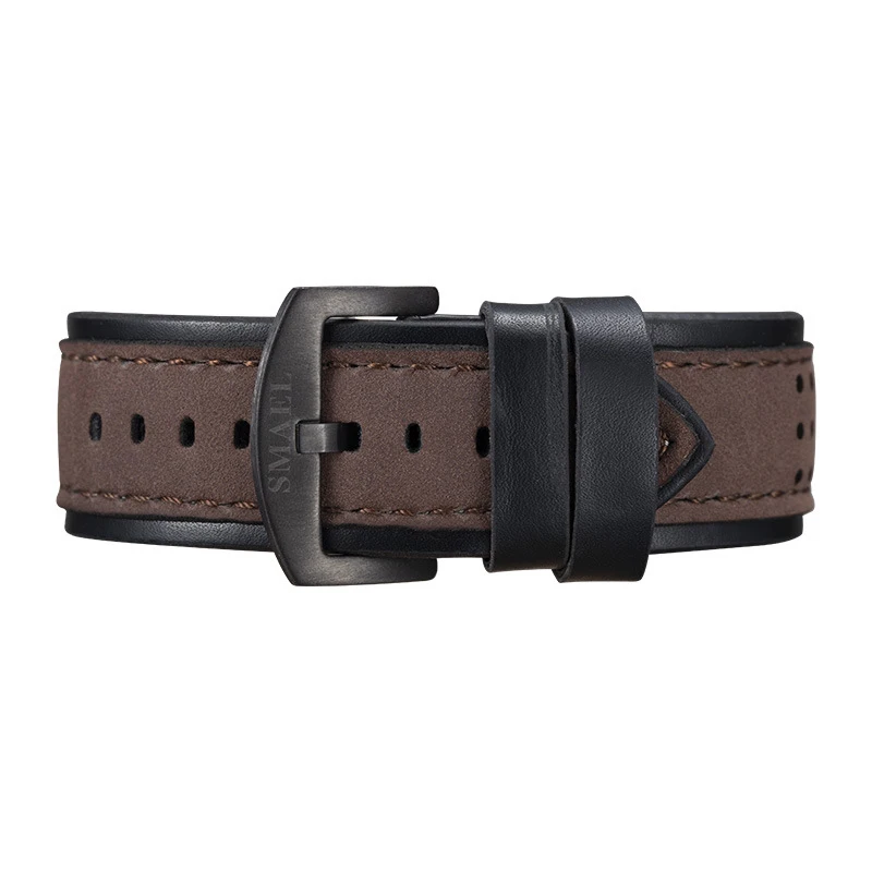 Мужские водонепроницаемые кварцевые часы с хронографом и кожаным