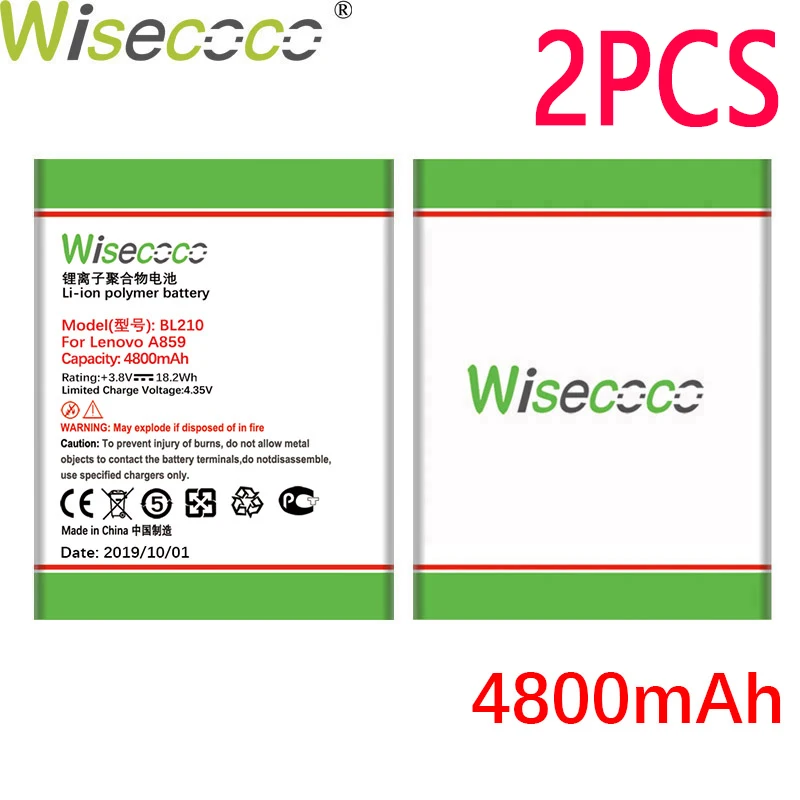 WISECOCO 2 шт. аккумулятор BL210 4800 мАч для Lenovo A536 A606 S820 S820E A750E A770E A656 A766 A658T S650 телефон с